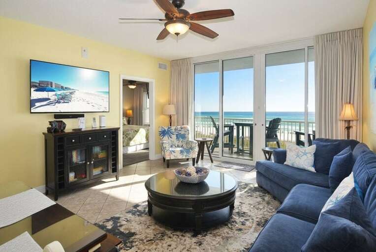 Living Room - Waters Edge Resort Unit 310, Okaloosa Island, Fort Walton Beach, FL, Vacation Condos by Sunset Resort Rentals