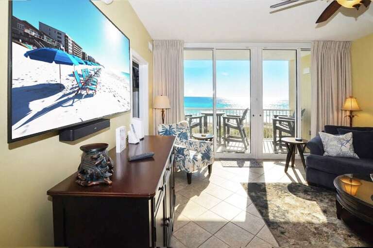 Living Room - Waters Edge Resort Unit 310, Okaloosa Island, Fort Walton Beach, FL, Vacation Condos by Sunset Resort Rentals