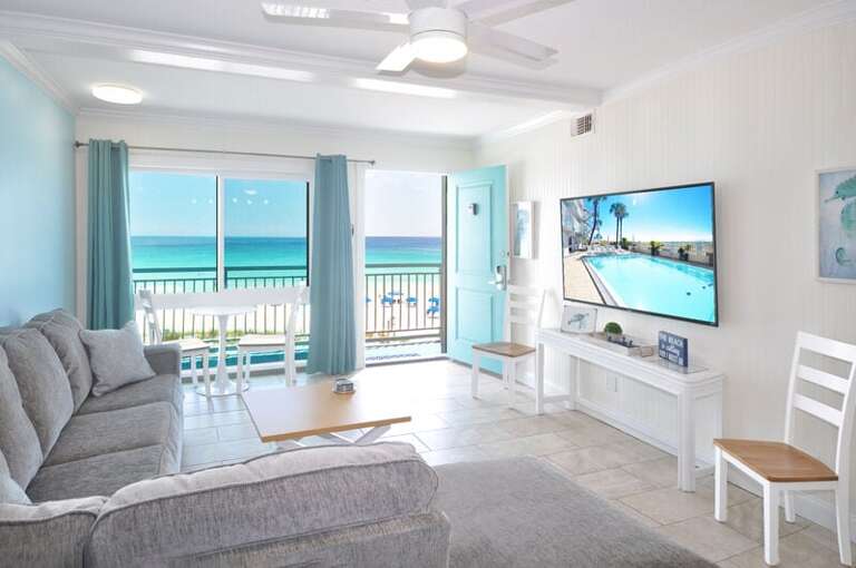 Living Room - Aqua Villa Resort Unit 404, Okaloosa Island, Fort Walton Beach, Vacation Condos by Sunset Resort Rentals
