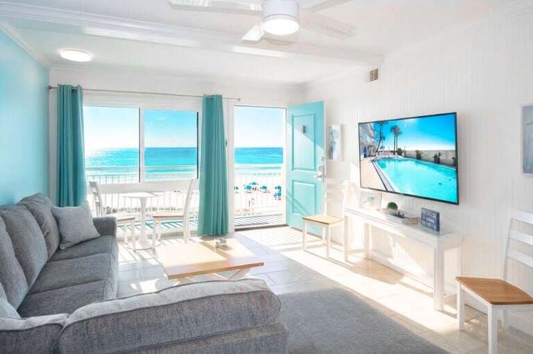 Living Room - Aqua Villa Resort Unit 404, Okaloosa Island, Fort Walton Beach, Vacation Condos by Sunset Resort Rentals