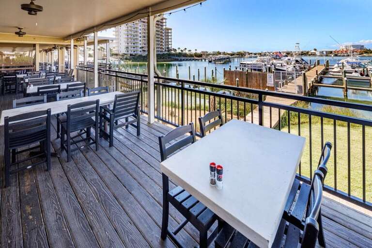 Louisiana Lagniappe Bayside Seafood Restaurant inside the gates of the resort.  
Sandpiper Cove Resort 9106 Holiday Isle Destin Florida Vacation Rentals