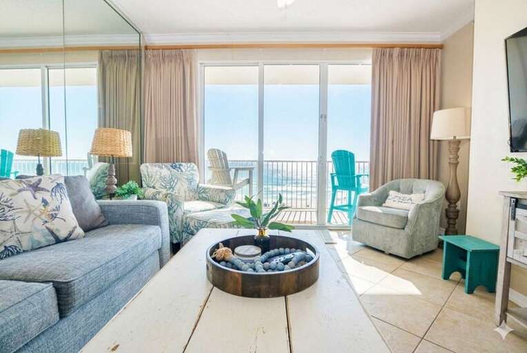 Living Room - 
Gulf Dunes 609 Fort Walton Beach Okaloosa Island Vacation Rentals