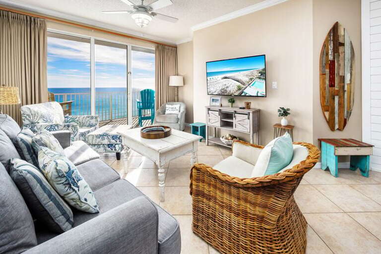 Living Room - 
Gulf Dunes 609 Fort Walton Beach Okaloosa Island Vacation Rentals