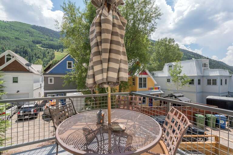 Patio with Seating and Views of the Mountainside at Bachman Village #13 Patio with Seating and Views of the Mountainside at Bachman Village #13