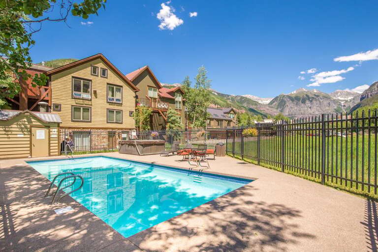 Outside pool near our Telluride condo rental
