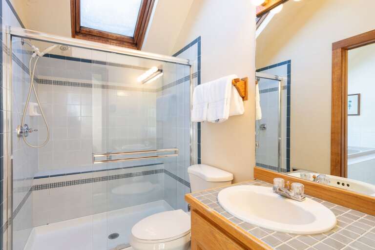 Spacious Shower, toilet and sink
