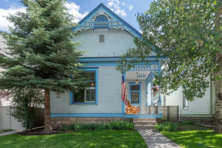 External view of this holiday home in Telluride, as seen from the street.