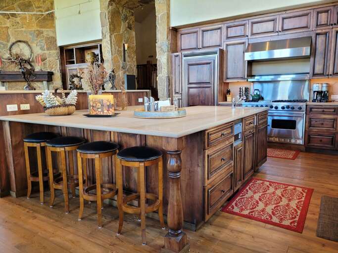 Spacious kitchen with large center island