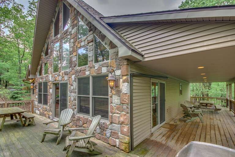 Picture of the Upper Floor Patio of our Lake Harmony Vacation Home.