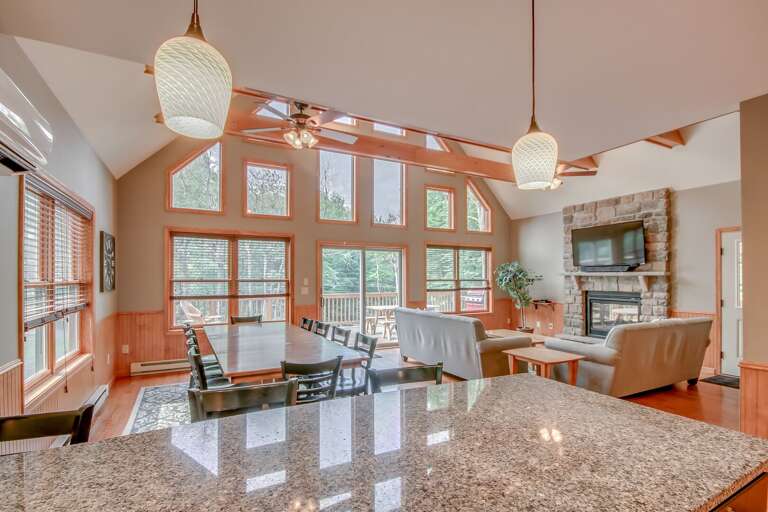 Great Room and Dining Area with fireplace