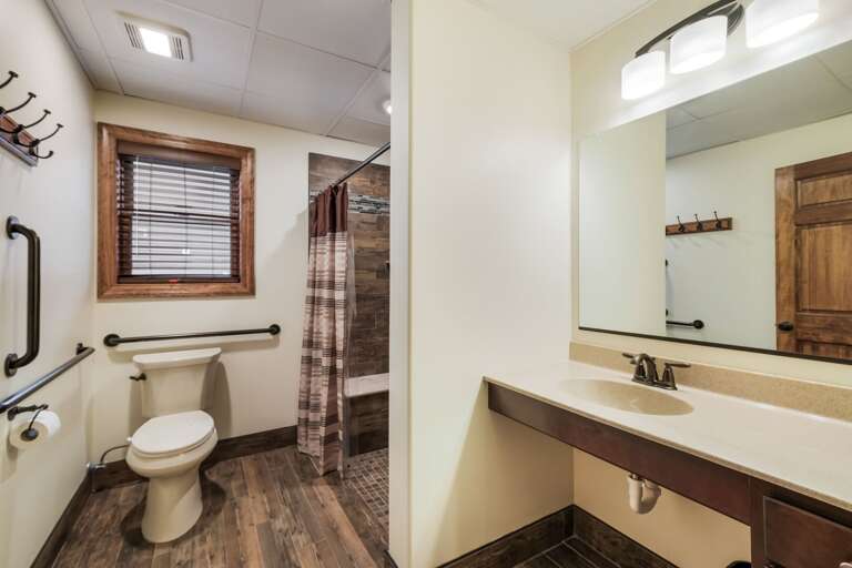 Bathroom with Sink, Toilet and Walk-In Shower
