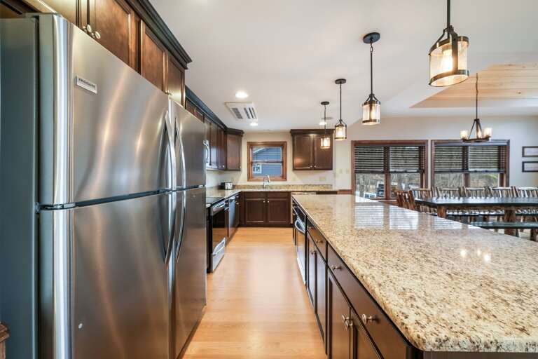 Double Fridge and Counter View in the Kitchen