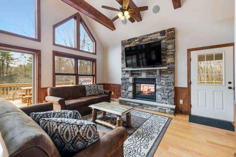 Fireplace with TV Mounted Overhead in the Great Room