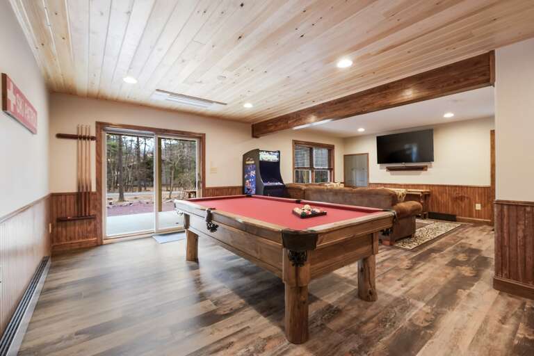 Game Room with Pool Table and TV