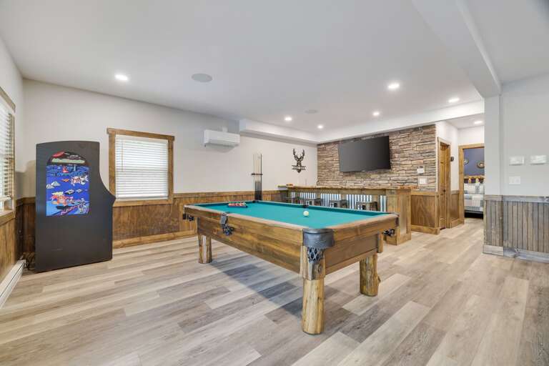 Pool Table, Arcade Game and Bar