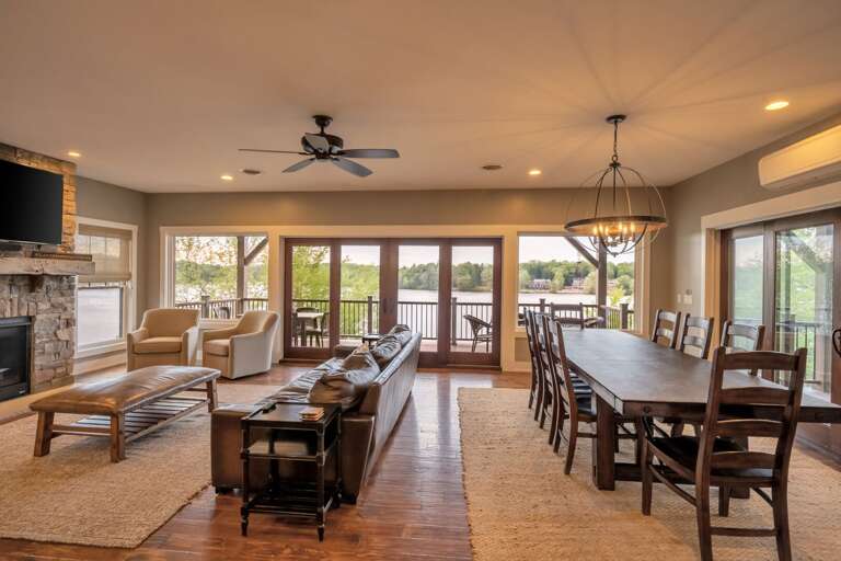 Great Room & Dining Room with View of Lake Harmony Great Room & Dining Room with View of Lake Harmony