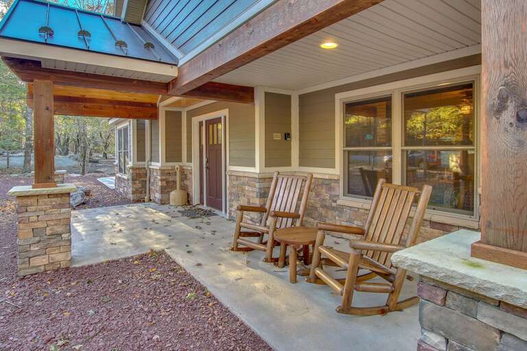 Outdoor Patio with Rocking Chairs and Table