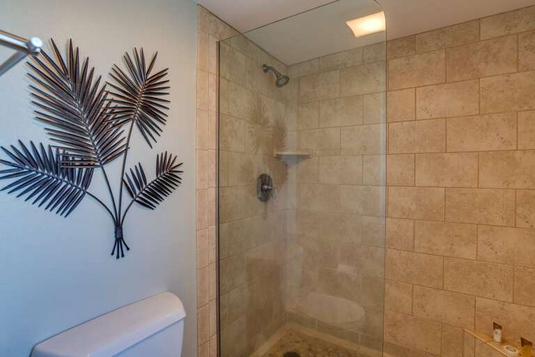 Large walk in shower.