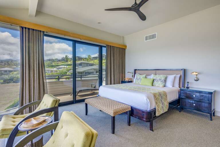 Small lanai off bedroom with a lounge chair. Small lanai off bedroom with a lounge chair.