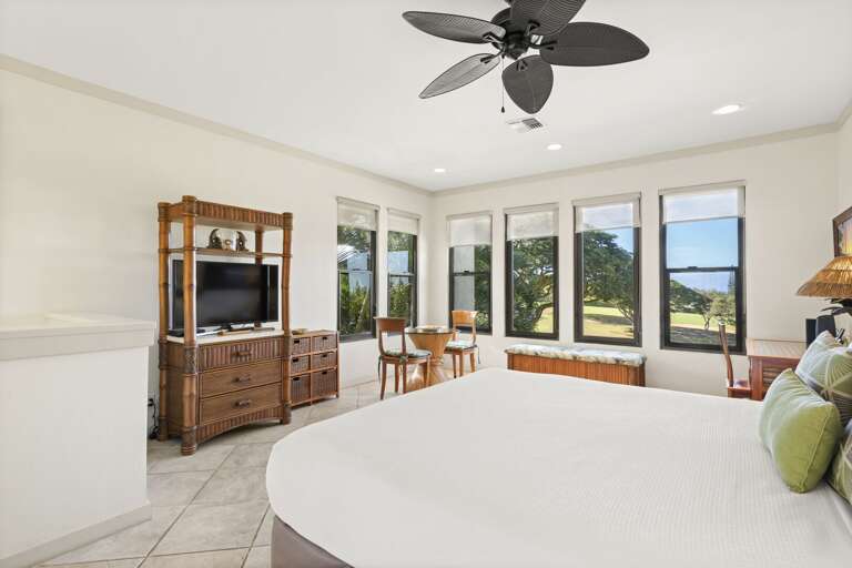 T.V. and golf course view from master bedroom