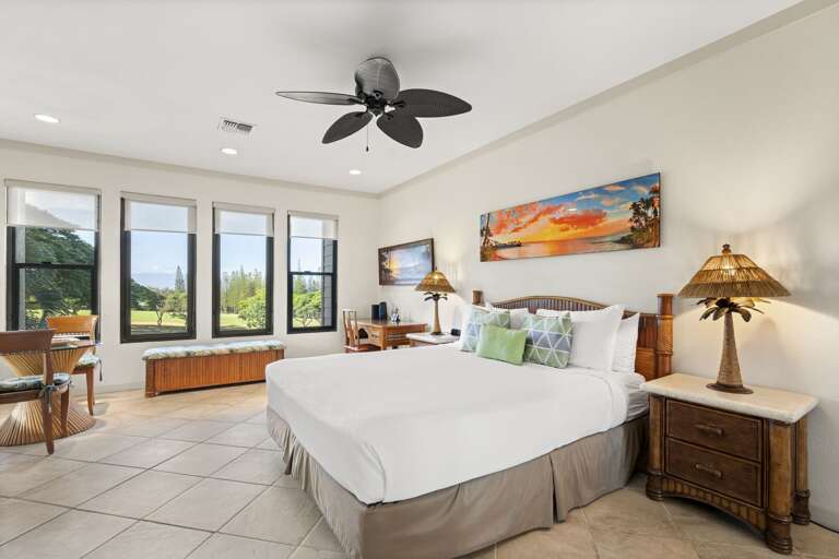 Master bedroom with plush king size bed