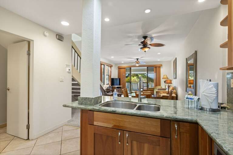 View of the living area from kitchen