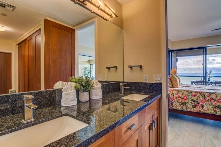 Double Vanity in Front Master Bathroom for Plenty of Space