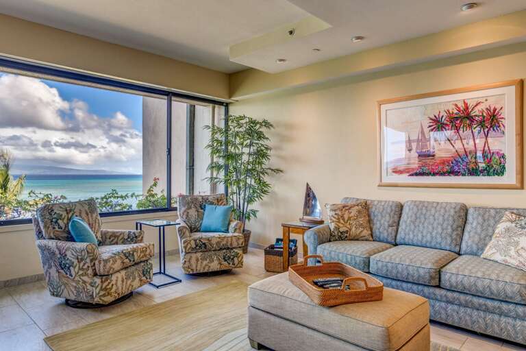 Great Room with Large Sofa, Love Seat and Two Easy Chairs