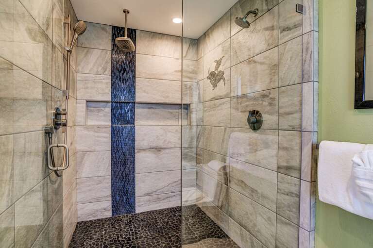 Large Shower in Front Bedroom with Dual Shower Heads