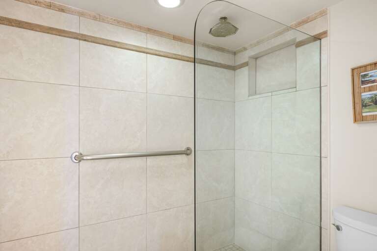 Floor to ceiling tile in the shower
