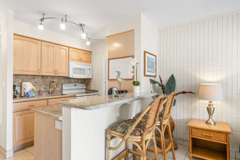 Kitchen with seating for 2