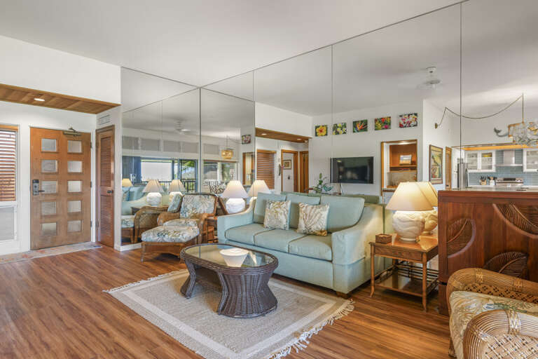 Comfortable seating and extra sleeping area with queen sofa bed