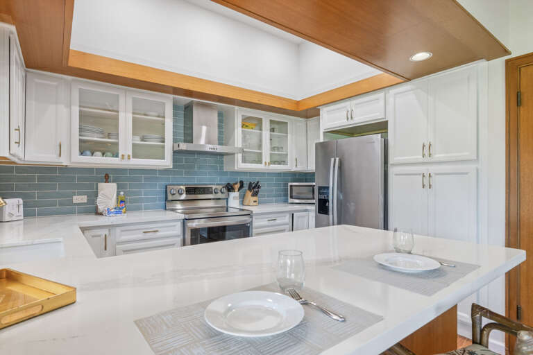 high-end appliances and exceptional counter space for preparing meals