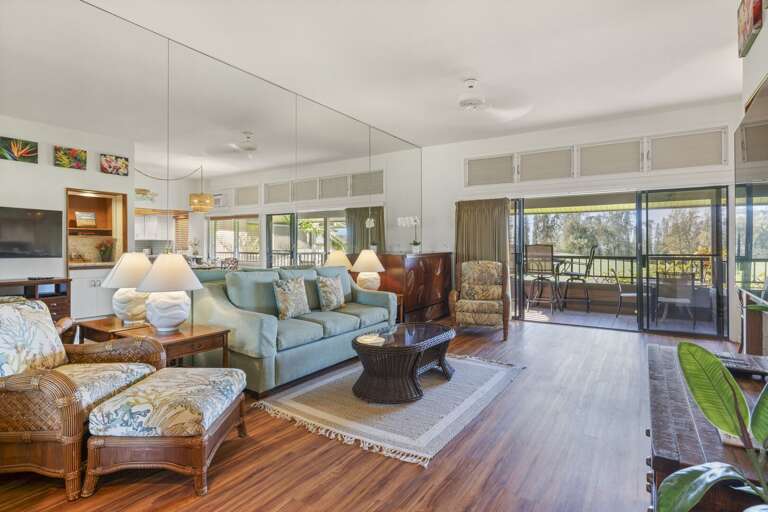 Spacious living area with a queen-size sofa bed