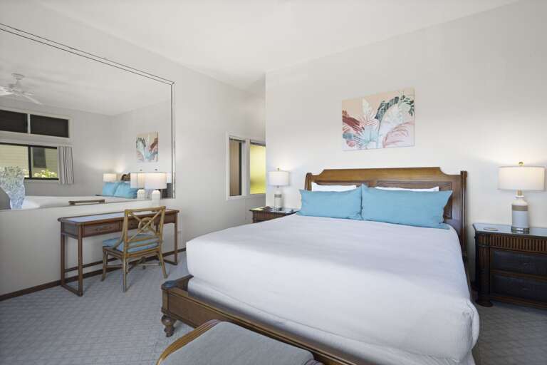 Comfortable king bed with desk area