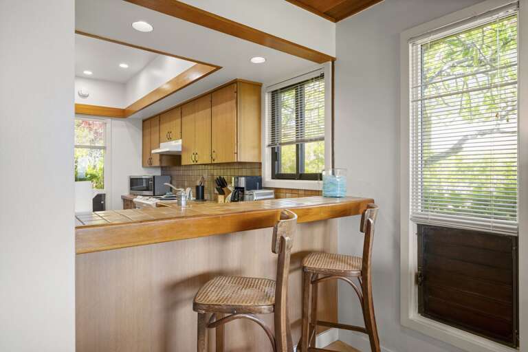 Kitchen bar stools for extra seating.