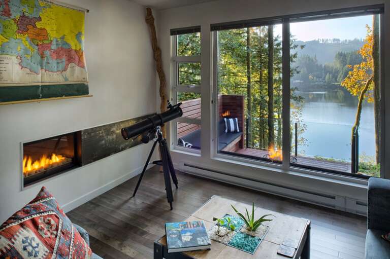 Living room with lake view