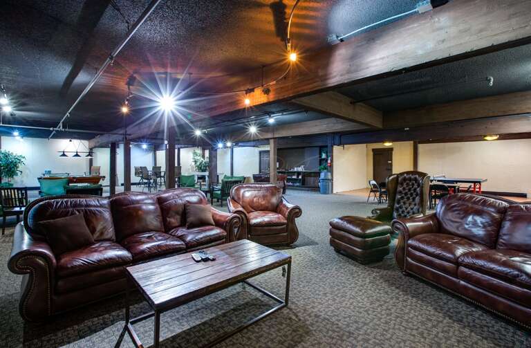 Snowline Lodge downstairs lounge area Snowline Lodge downstairs lounge area