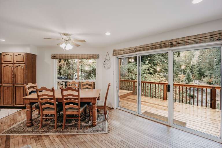 Dining room and deck Dining room and deck