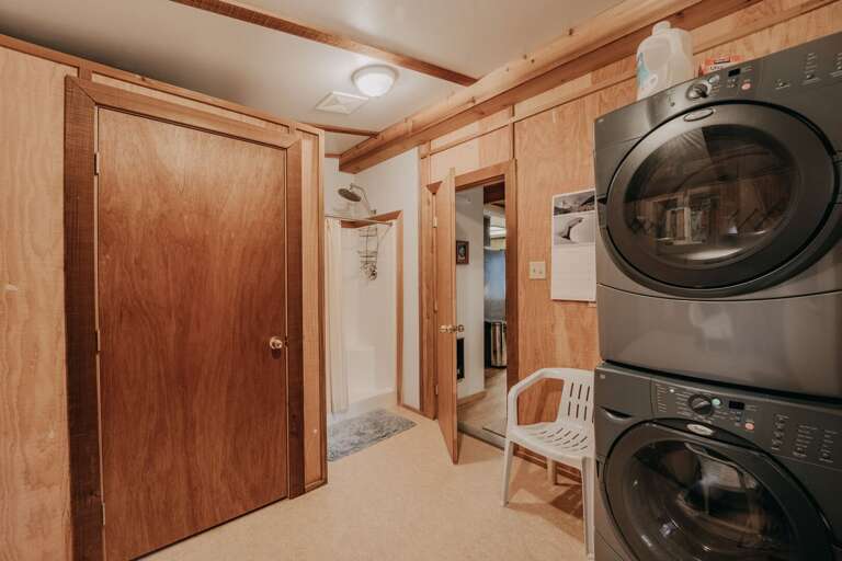 Downstairs shower and laundry area