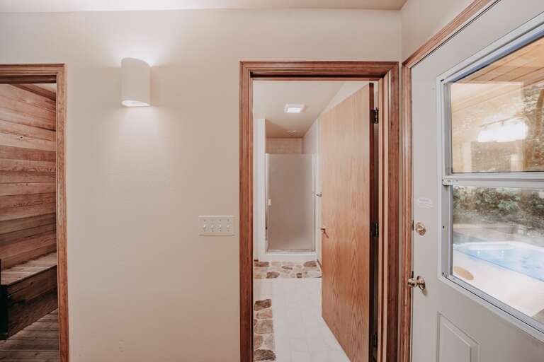 Upstairs walk-in shower