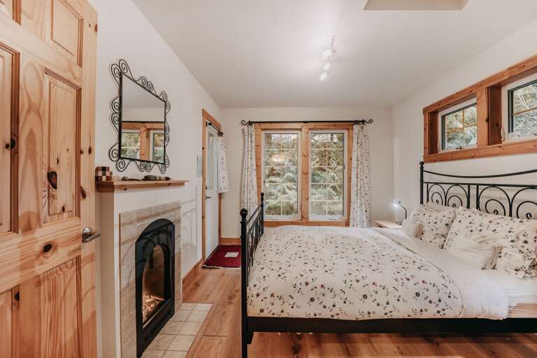 Ground level bedroom with gas fireplace Ground level bedroom with gas fireplace