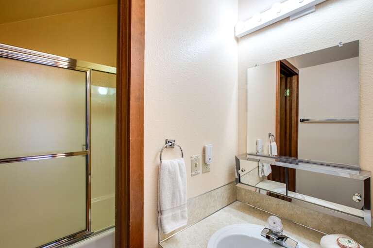 Upstairs bathroom with shower and tub