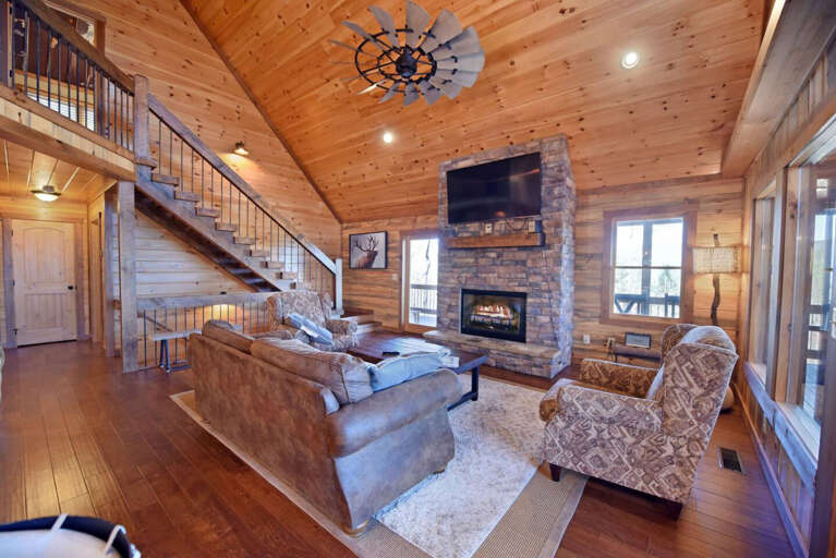 Living area with fireplace