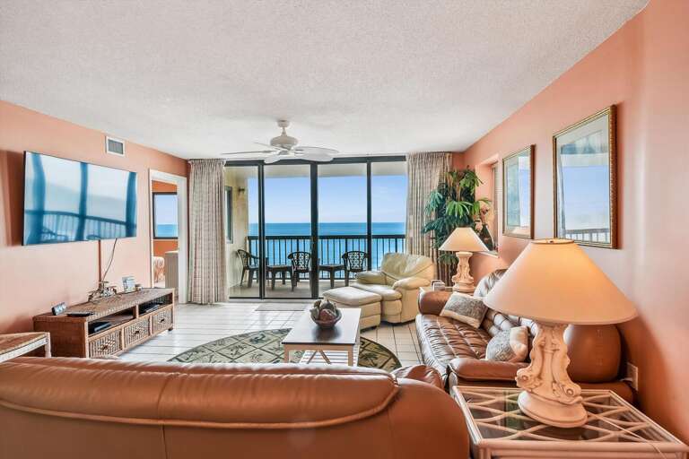 Seaside Living Room Leading To Balcony Overlooking Ocean