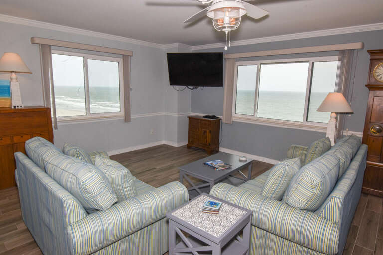 Seaside Sitting Space, Serene Sea Scene Visible