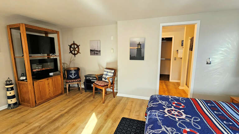 TV &amp; Sitting area in front of TV and Electric Fireplace.