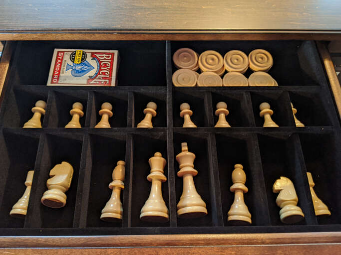 chess, checkers and cards