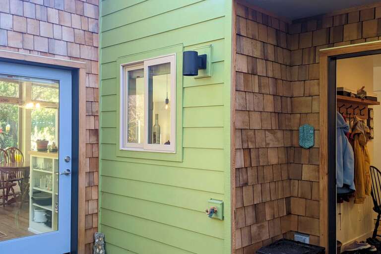 door to kitchen - door to bathroom