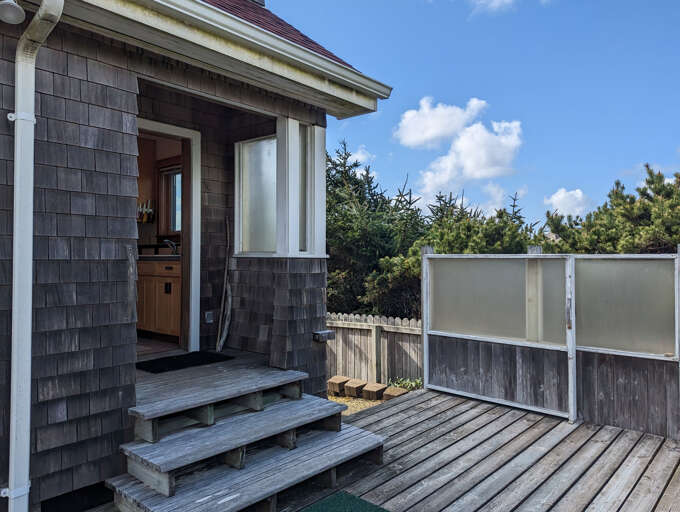 east side back deck off Kitchen